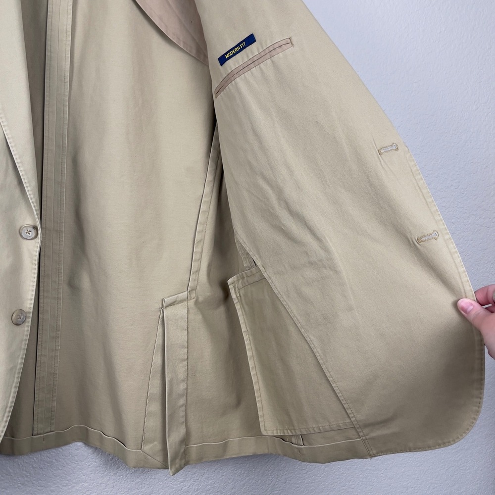 Polo Ralph Lauren Unconstructed Modern Suit Jacket 46R Tan Chino Blazer Preppy - Picture 8 of 11